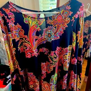 Paisley printed Arielle dress w/ split bell sleeve